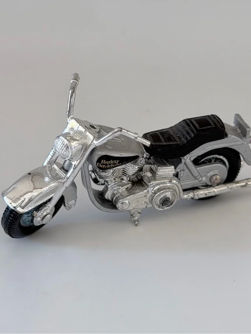Vintage Harley Davidson 1/66 Matchbox Silver & Black Diecast Motorcycle